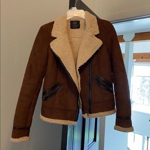 Zara faux suede moto style , faux fur jacket